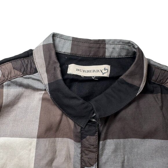 BURBERRY London Girls size 7/8 Grey/Black Check Plaid Shirt Dress - Picture 4 of 14